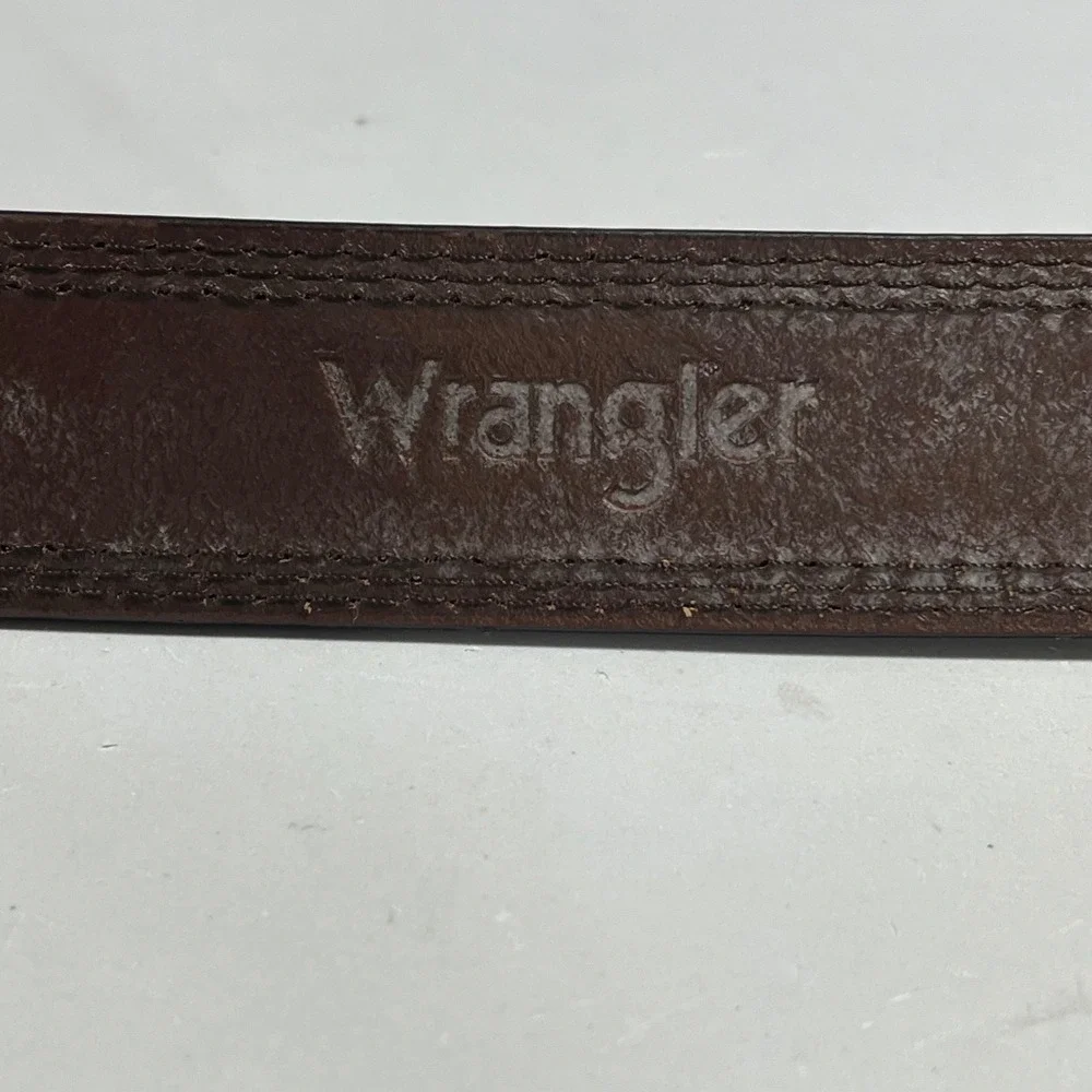 Wrangler Mens Brown Genuine Leather Belt Size 42 Western Rugged Utility Classic